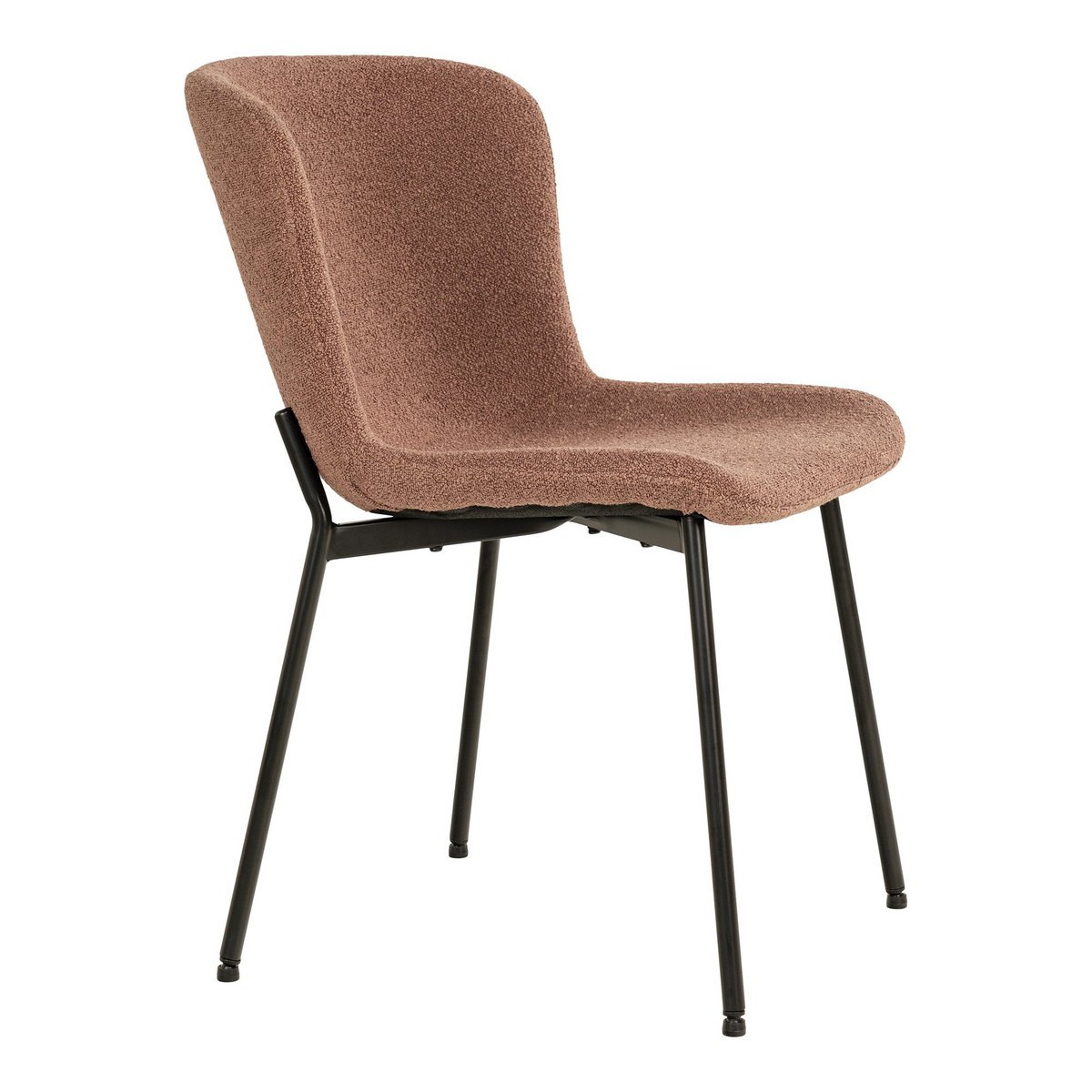 Maceda Dining Chair - Eetkamerstoel in bouclé, roest met zwarte poten - Set van 2