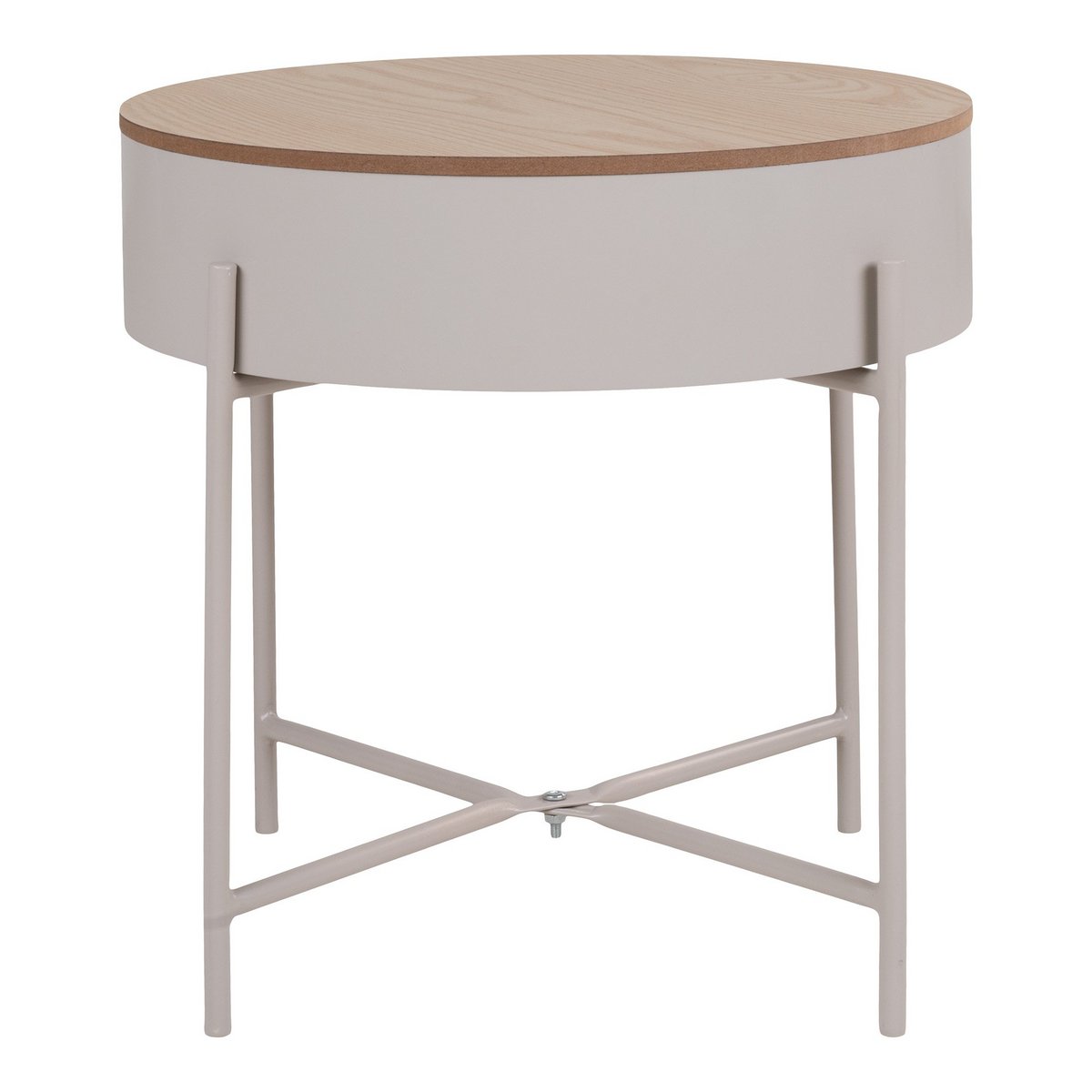 Sisco Side Table - Bijzettafel in beige-lichtgrijs gepoedercoat staal, Ø40x40 cm