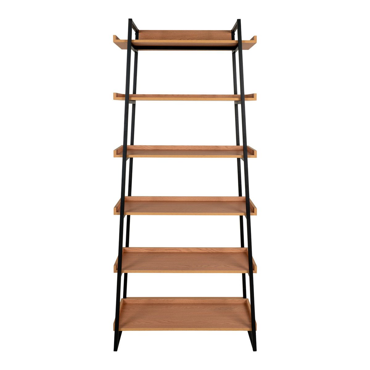 Sakai Book Case - Boekenkast, essenfineer, zwart stalen frame, 6 planken, 80x35x185 cm