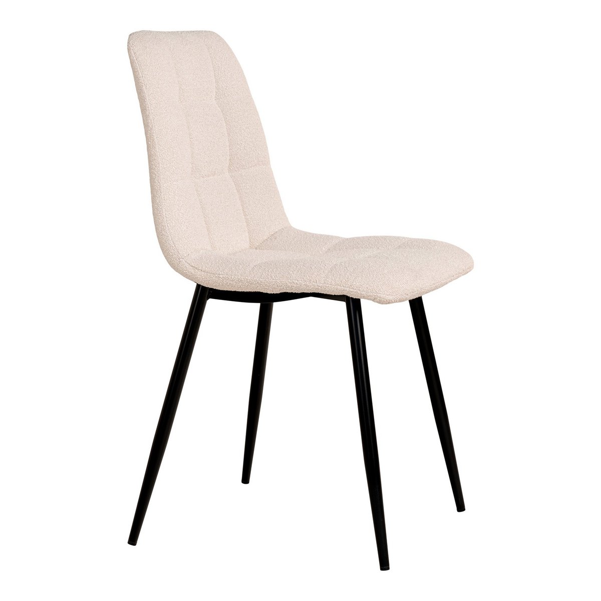 Middelfart Dining Chair - Eetkamerstoel in bouclé, wit met zwarte poten, HN1232 - set van 2