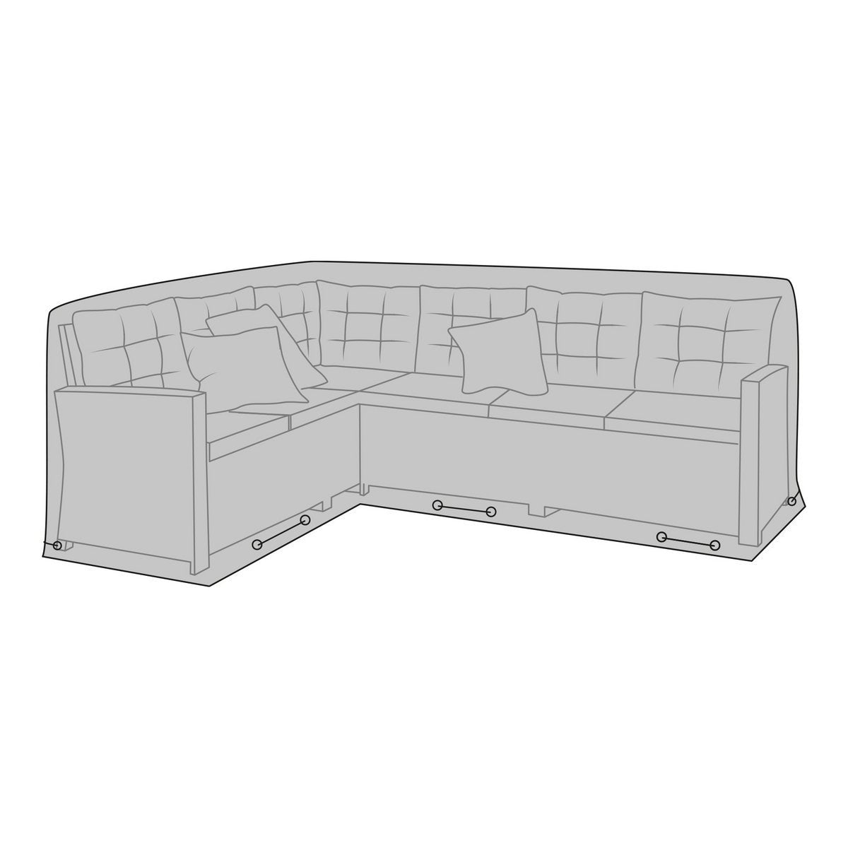 Luxe hoes - Luxe hoes voor rechts/links gerichte hoekset, 210g/m2 600D polyester PU-gecoat, waterafstotend, zwart