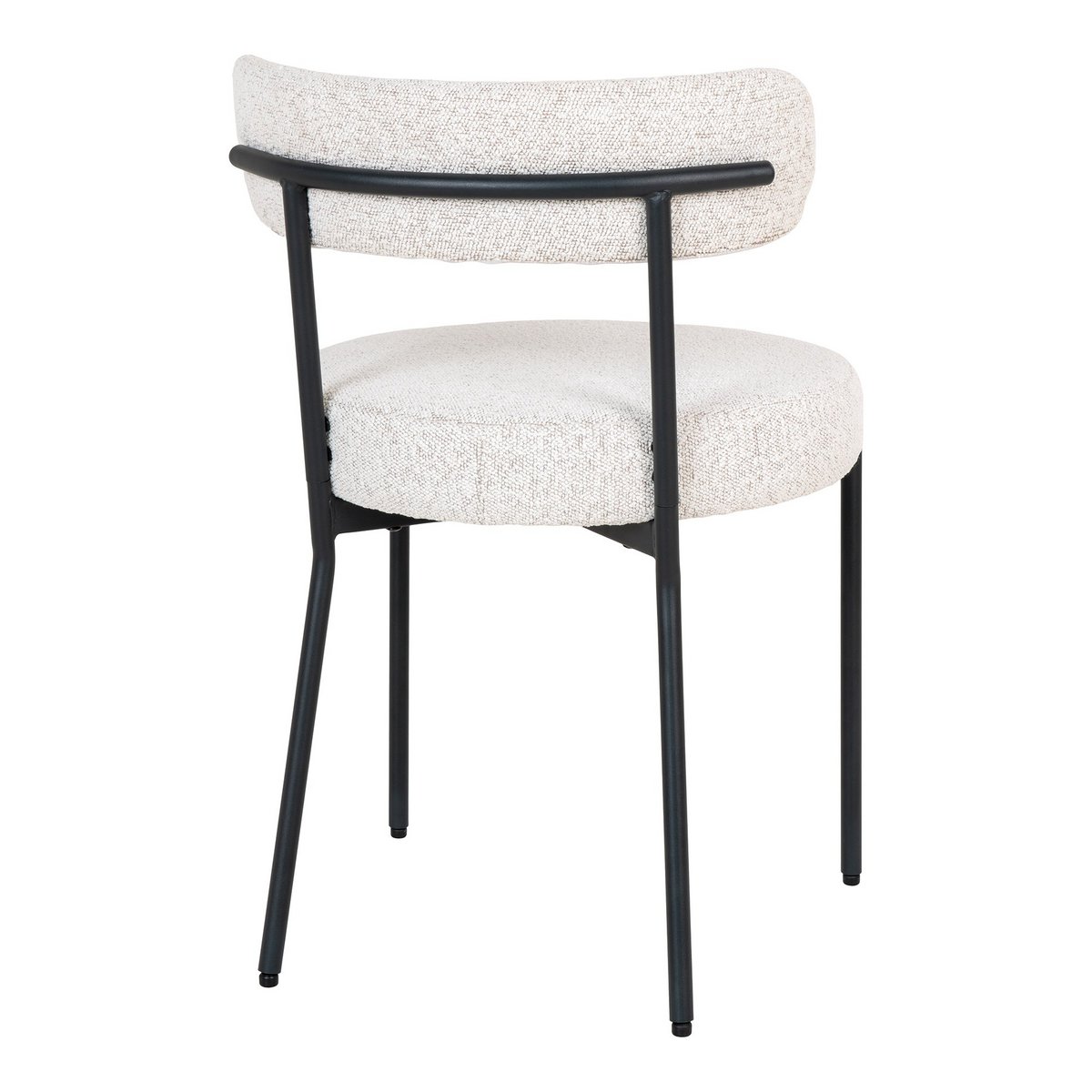 Badalona Dining Chair - Eetkamerstoel, wit bouclé met zwarte poten, HN1270 - set van 2