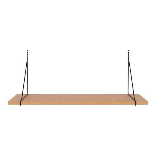 Chiba Wandplank - Wandplank, essenfineer, zwart stalen frame, 80x29 cm