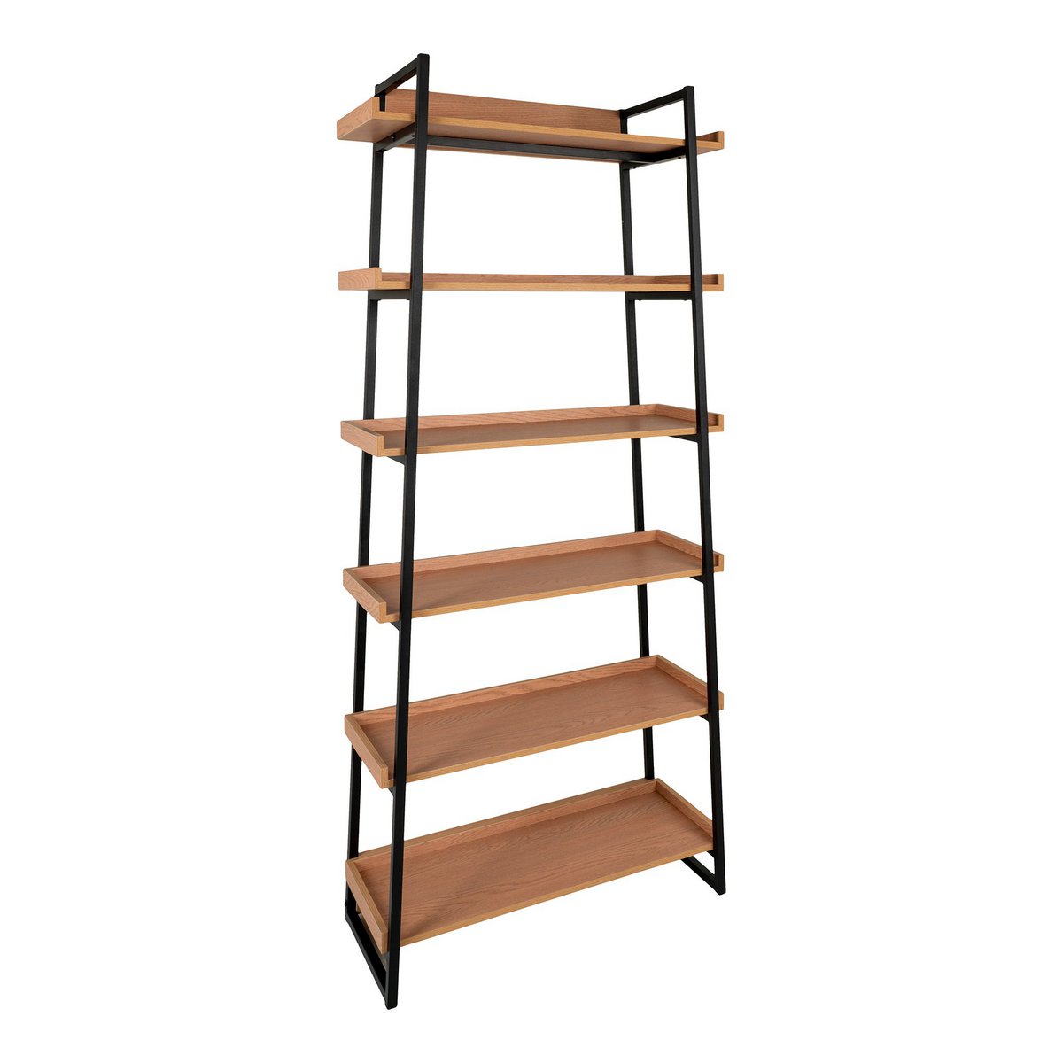 Sakai Book Case - Boekenkast, essenfineer, zwart stalen frame, 6 planken, 80x35x185 cm