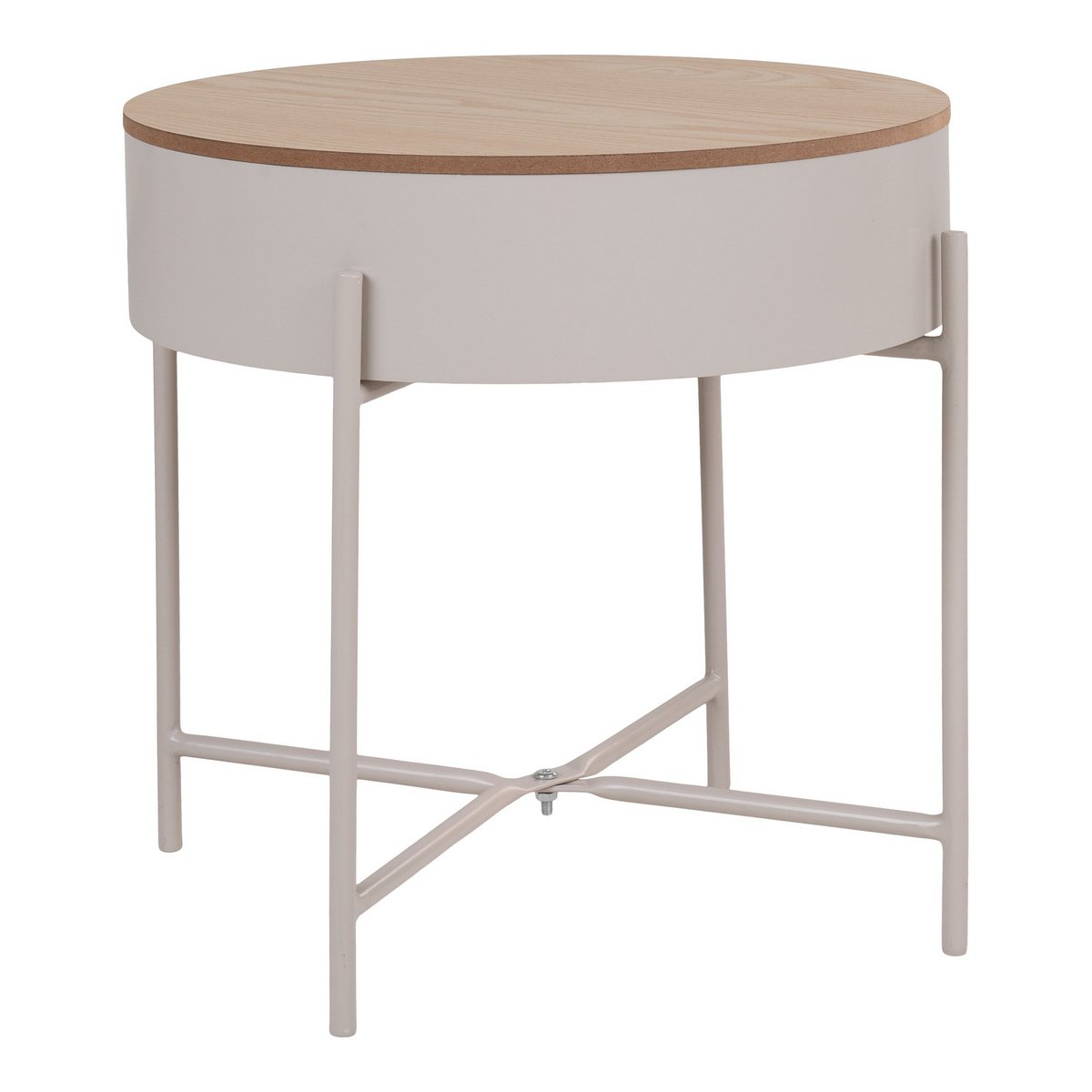 Sisco Side Table - Bijzettafel in beige-lichtgrijs gepoedercoat staal, Ø40x40 cm