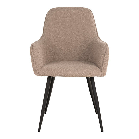 Harbo Dining Chair - Eetkamerstoel in bouclé, beige met zwarte poten, HN1233 - Set van 2