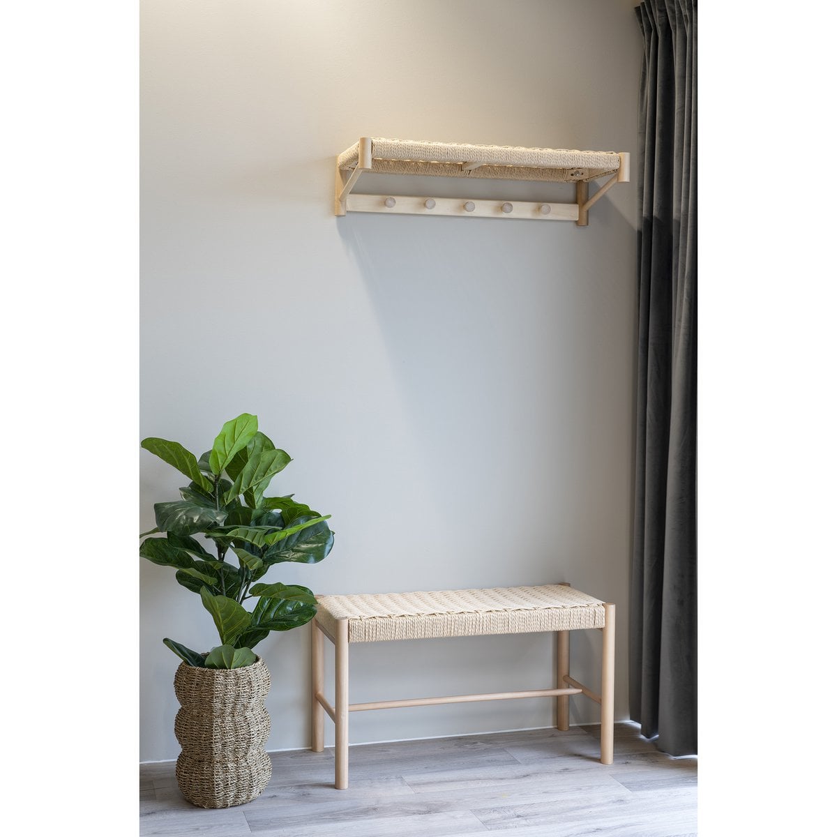 House Nordic ApS - Abano Bank - Natuurlijk, populierenhout, papieren koord, 35x80x45cm - Deco Delights