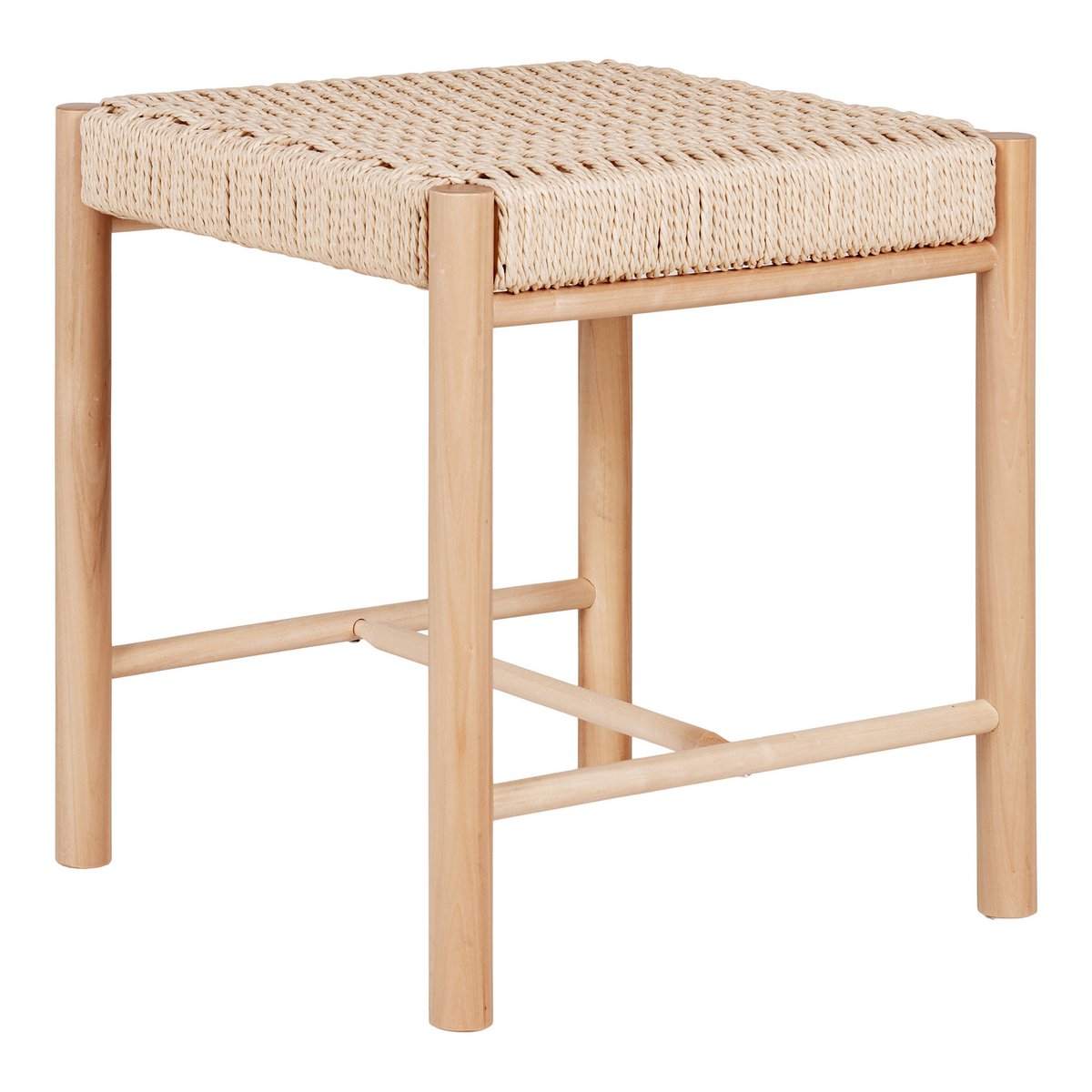 House Nordic ApS - Abano Kruk - Populierenhout, Papierkoord, Natuurlijk - 42x42x46,5 cm - Deco Delights