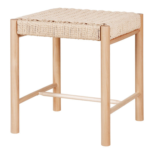 House Nordic ApS - Abano Kruk - Populierenhout, Papierkoord, Natuurlijk - 42x42x46,5 cm - Deco Delights