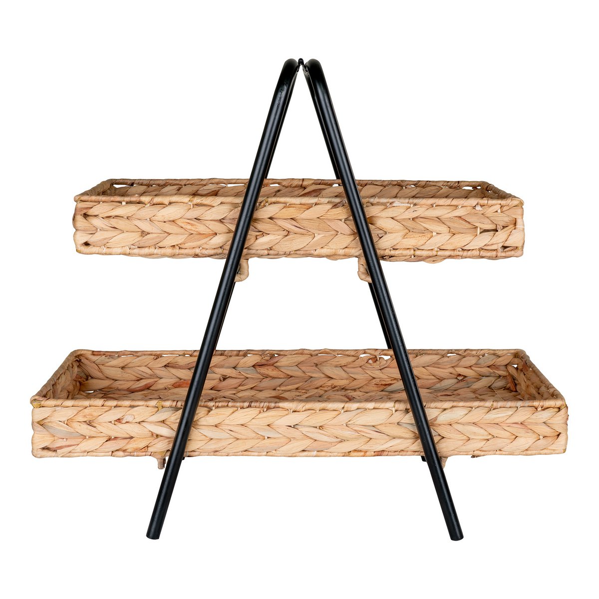 House Nordic ApS - Alfaro Dienblad - Naturel/zwart, waterhyacint, metaal, 42x23x43,5cm - Deco Delights