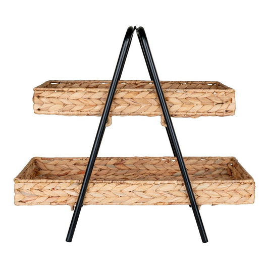 House Nordic ApS - Alfaro Dienblad - Naturel/zwart, waterhyacint, metaal, 42x23x43,5cm - Deco Delights