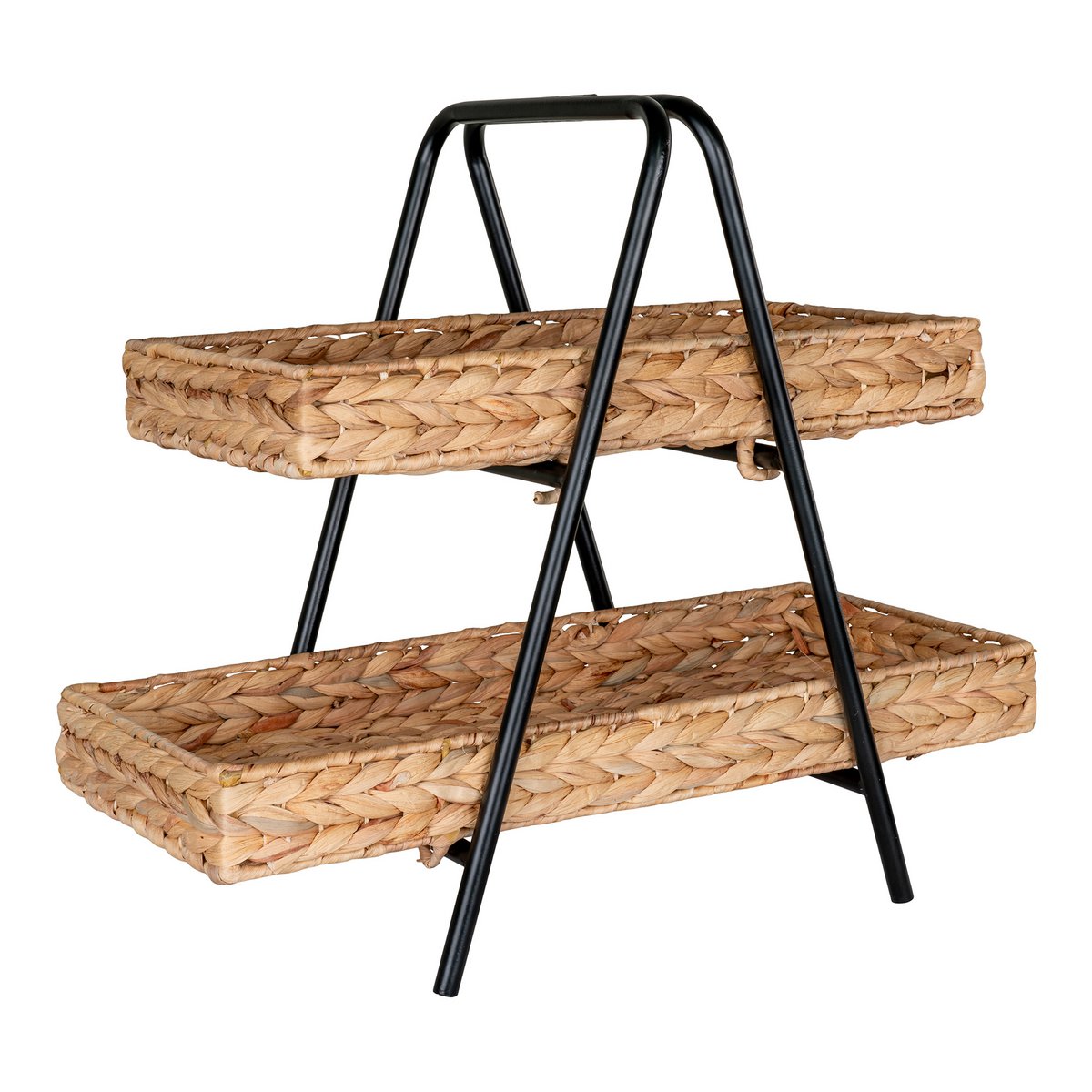 House Nordic ApS - Alfaro Dienblad - Naturel/zwart, waterhyacint, metaal, 42x23x43,5cm - Deco Delights