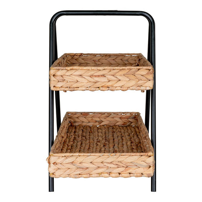 House Nordic ApS - Alfaro Dienblad - Naturel/zwart, waterhyacint, metaal, 42x23x43,5cm - Deco Delights