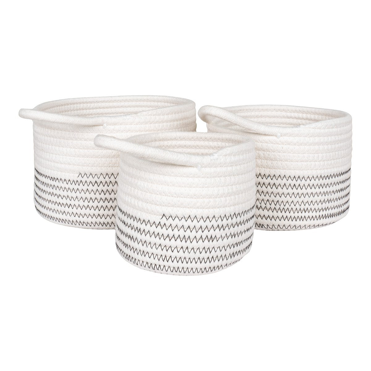 House Nordic ApS - Algar Manden - Katoen, Wit/Grijs - Set van 3 - Deco Delights