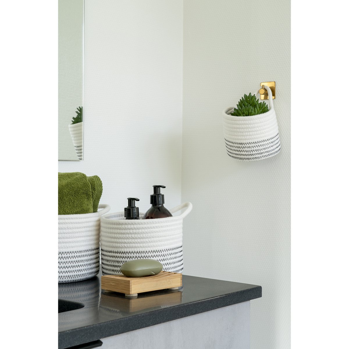House Nordic ApS - Algar Manden - Katoen, Wit/Grijs - Set van 3 - Deco Delights