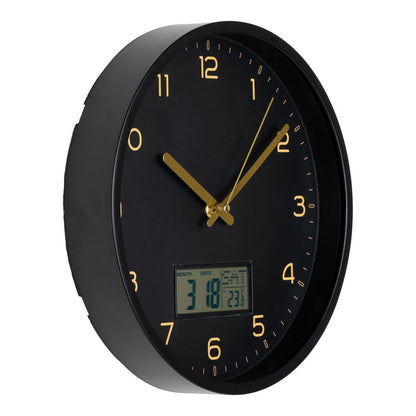House Nordic ApS - Amiens Wandklok - Zwart, Kunststof, Glas, LCD, Ø25cm - Deco Delights