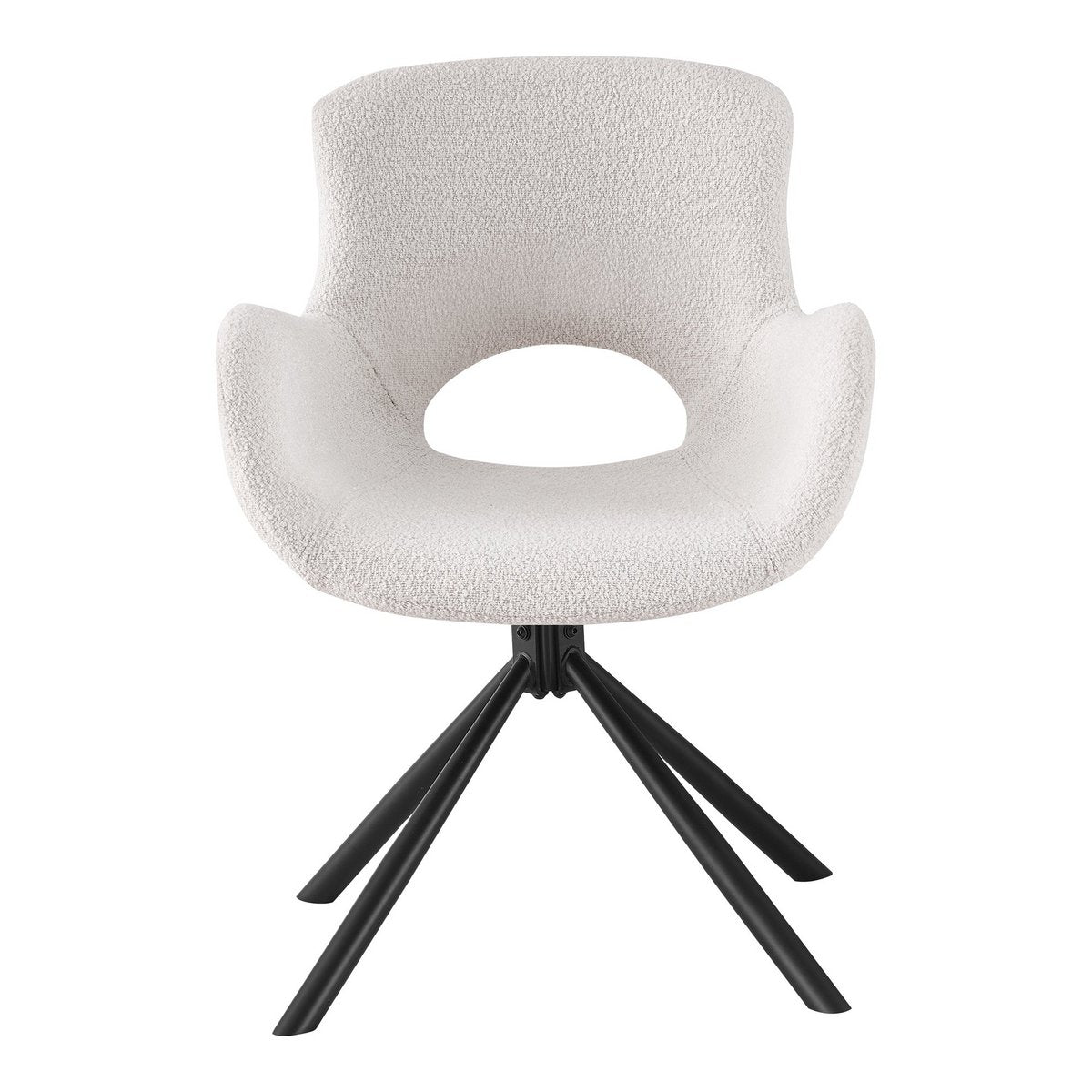 House Nordic ApS - Amorim Eetkamerstoel - Gebroken wit, Bouclé, Draaibaar, Zwart metalen poten - Set van 2 - Deco Delights