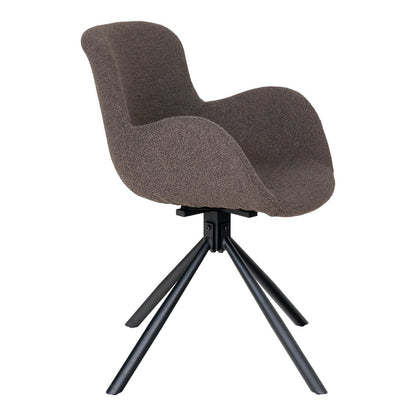 House Nordic ApS - Amorim Eetkamerstoel - Paddestoel Bouclé, Zwart Draaivoet - Set van 2 - Deco Delights