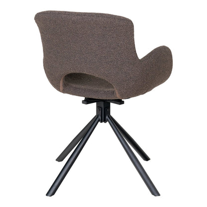 House Nordic ApS - Amorim Eetkamerstoel - Paddestoel Bouclé, Zwart Draaivoet - Set van 2 - Deco Delights