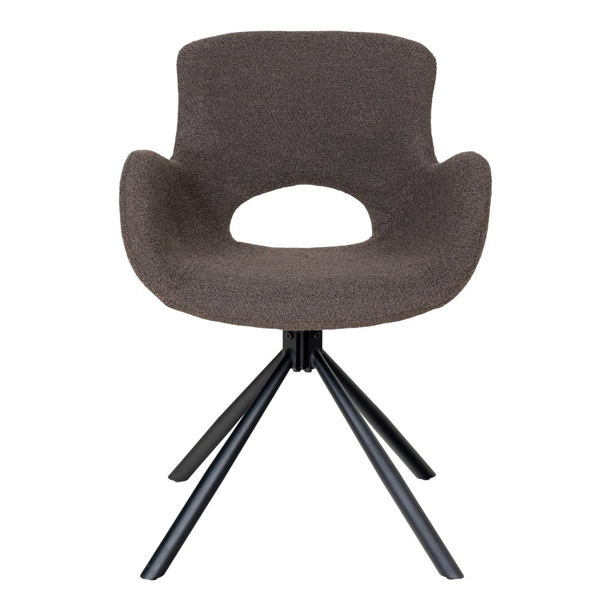 House Nordic ApS - Amorim Eetkamerstoel - Paddestoel Bouclé, Zwart Draaivoet - Set van 2 - Deco Delights