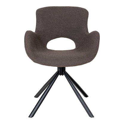 House Nordic ApS - Amorim Eetkamerstoel - Paddestoel Bouclé, Zwart Draaivoet - Set van 2 - Deco Delights