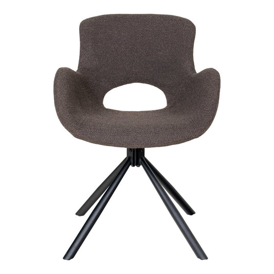House Nordic ApS - Amorim Eetkamerstoel - Paddestoel Bouclé, Zwart Draaivoet - Set van 2 - Deco Delights