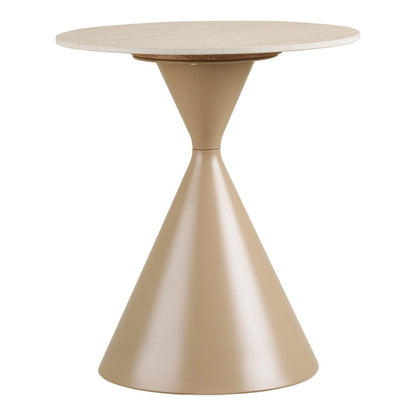House Nordic ApS - Annecy Bijzettafel, keramisch tafelblad/staal, travertijn/zand, ø50x56 cm - Deco Delights