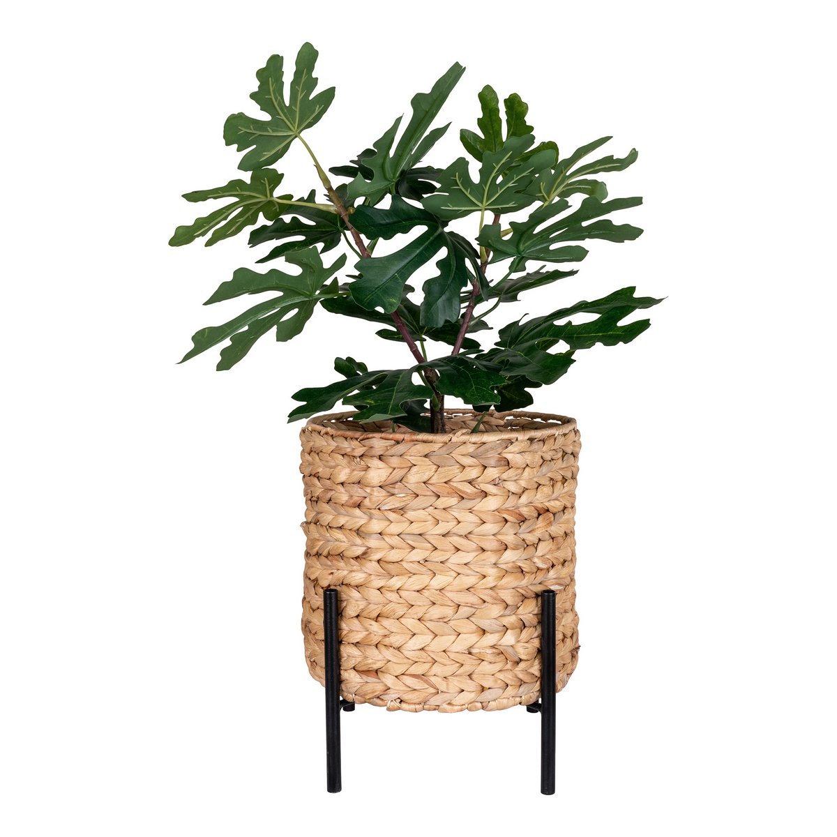 House Nordic ApS - Antas Plantenbak - Natuurlijk/zwart, waterhyacint, metaal, 23,5x23,5x29cm - Deco Delights