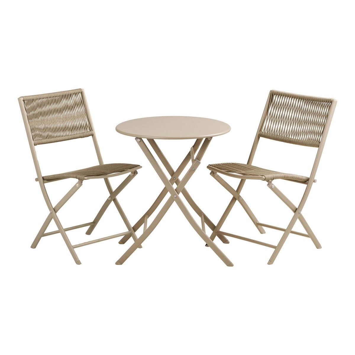 House Nordic ApS - Arcas Bistroset, 2 stoelen en 1 tafel, polyester/staal, taupe - Deco Delights