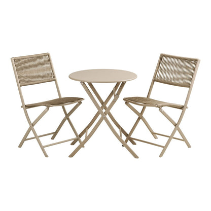 House Nordic ApS - Arcas Bistroset, 2 stoelen en 1 tafel, polyester/staal, taupe - Deco Delights