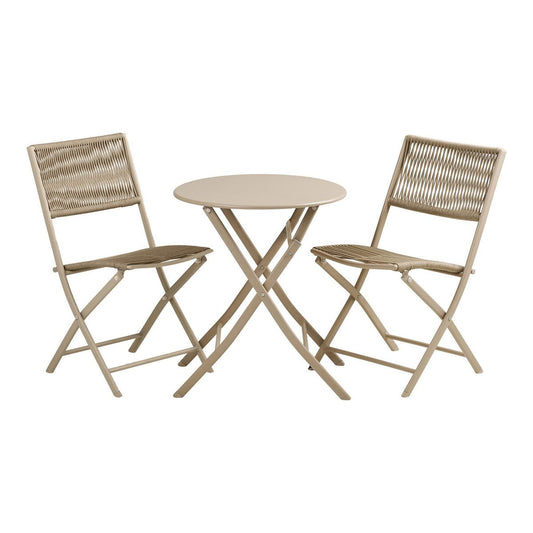 House Nordic ApS - Arcas Bistroset, 2 stoelen en 1 tafel, polyester/staal, taupe - Deco Delights