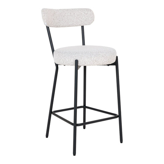 House Nordic ApS - Badalona Counter Chair - Barkruk, wit bouclé met zwarte poten, HN1270 - Deco Delights