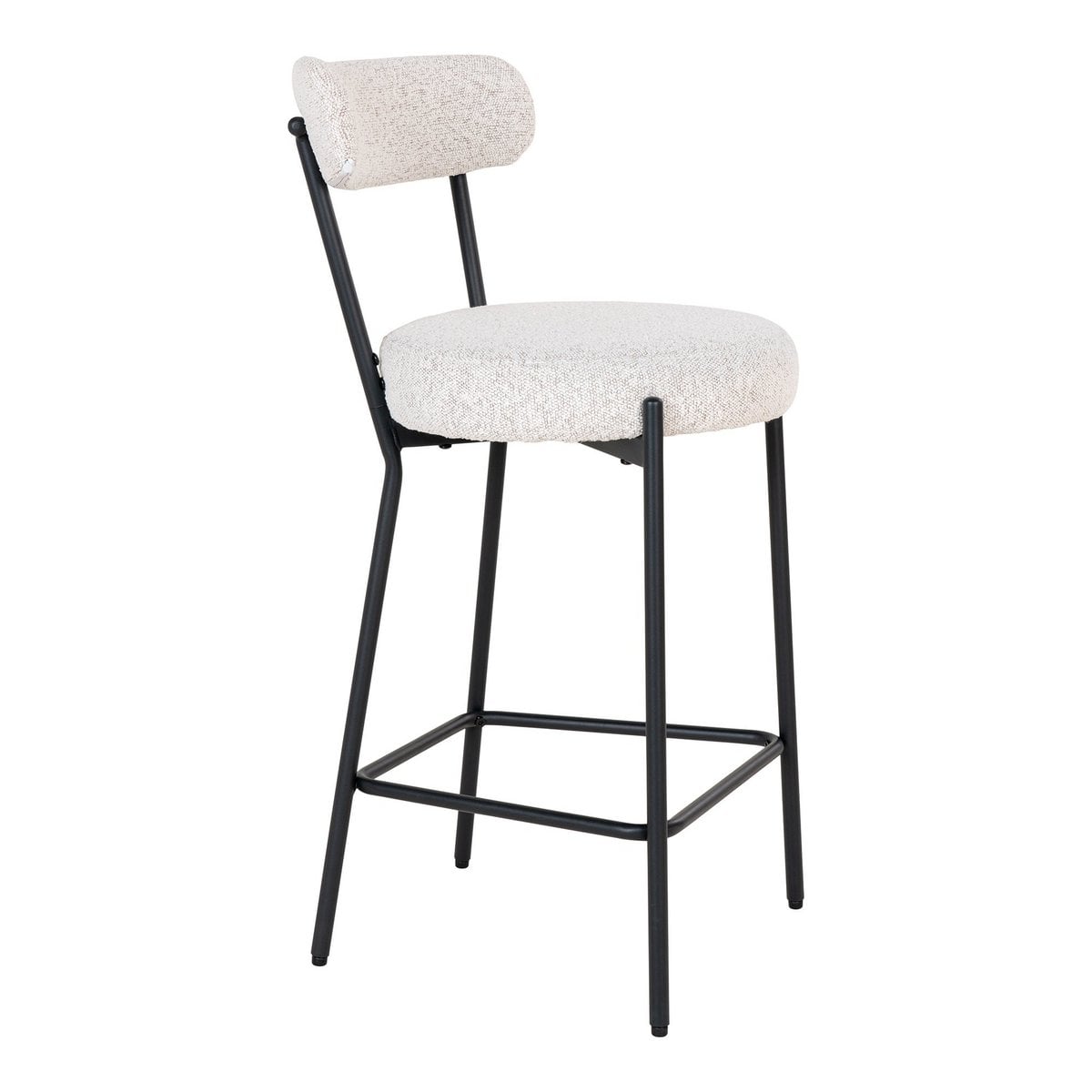 House Nordic ApS - Badalona Counter Chair - Wit Bouclé, zwarte poten, 46x39x90 cm - Deco Delights