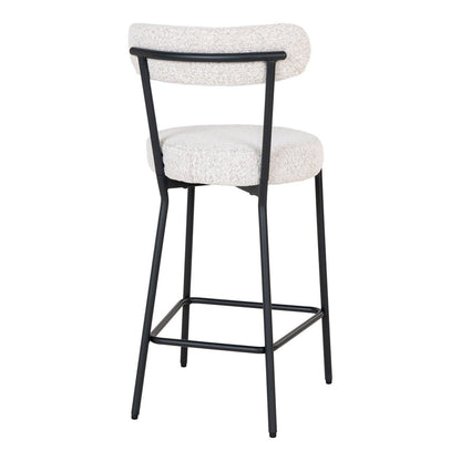 House Nordic ApS - Badalona Counter Chair - Wit Bouclé, zwarte poten, 46x39x90 cm - Deco Delights
