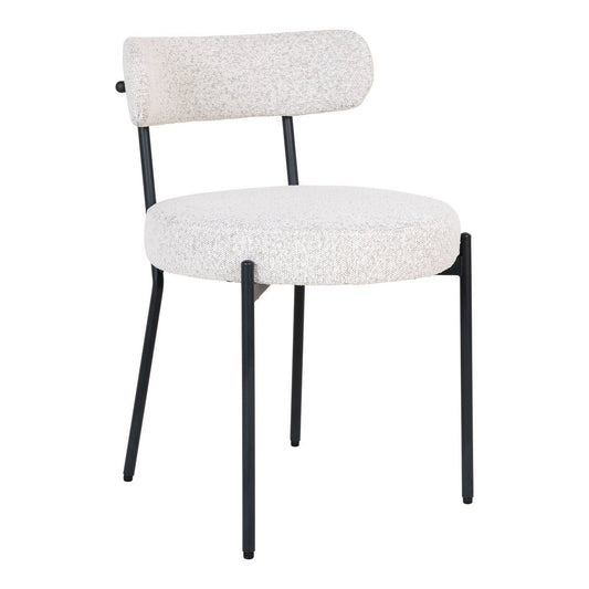 House Nordic ApS - Badalona Dining Chair - Eetkamerstoel, wit bouclé met zwarte poten, HN1270 - set van 2 - Deco Delights