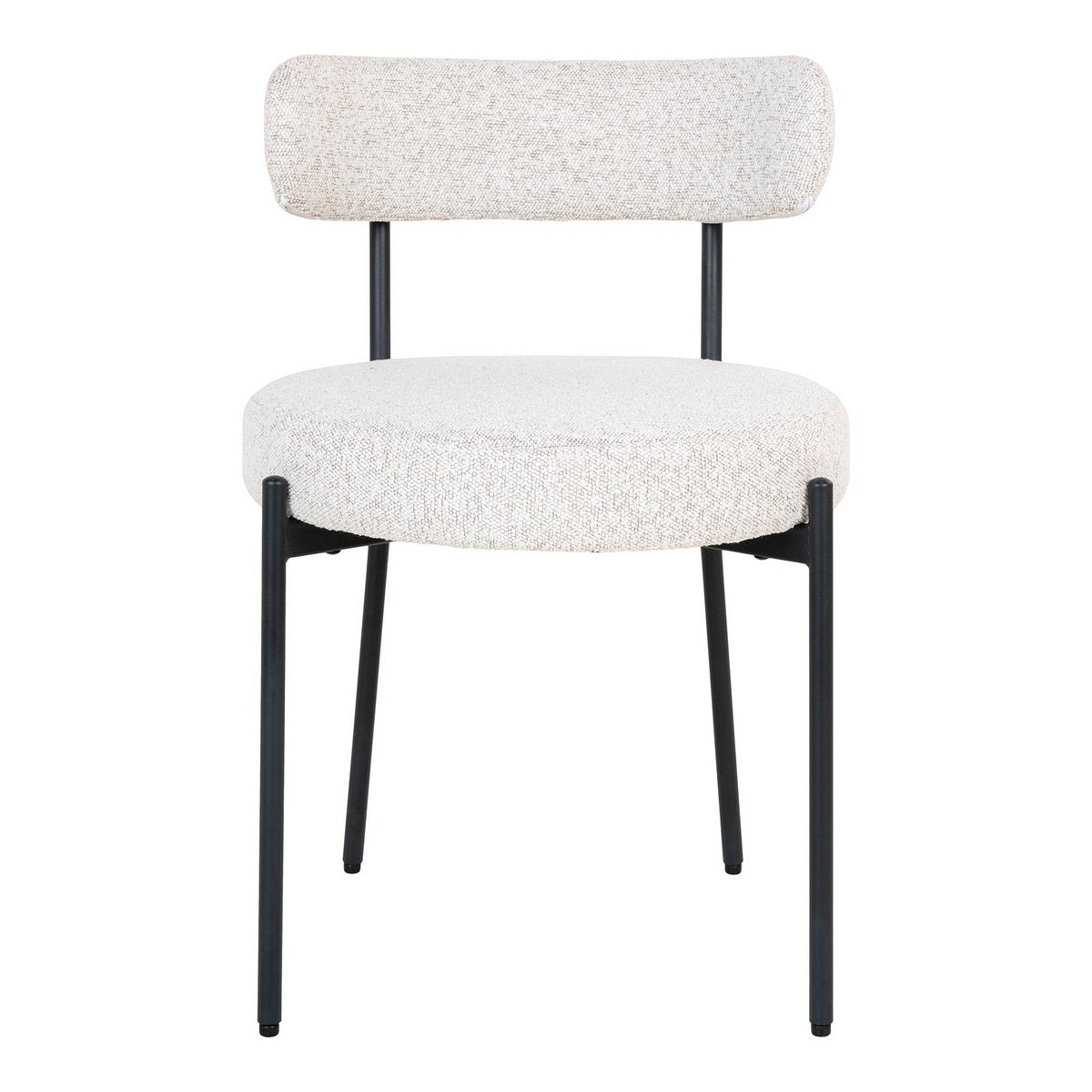 House Nordic ApS - Badalona Eetkamerstoel - Wit Bouclé, Zwarte Poten - Set van 2 - Deco Delights