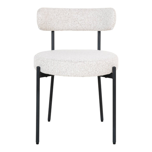 House Nordic ApS - Badalona Eetkamerstoel - Wit Bouclé, Zwarte Poten - Set van 2 - Deco Delights