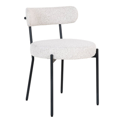 House Nordic ApS - Badalona Eetkamerstoel - Wit Bouclé, Zwarte Poten - Set van 2 - Deco Delights