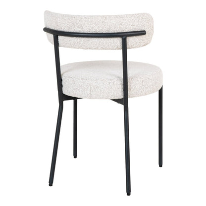 House Nordic ApS - Badalona Eetkamerstoel - Wit Bouclé, Zwarte Poten - Set van 2 - Deco Delights