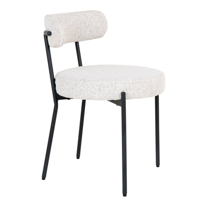 House Nordic ApS - Badalona Eetkamerstoel - Wit Bouclé, Zwarte Poten - Set van 2 - Deco Delights