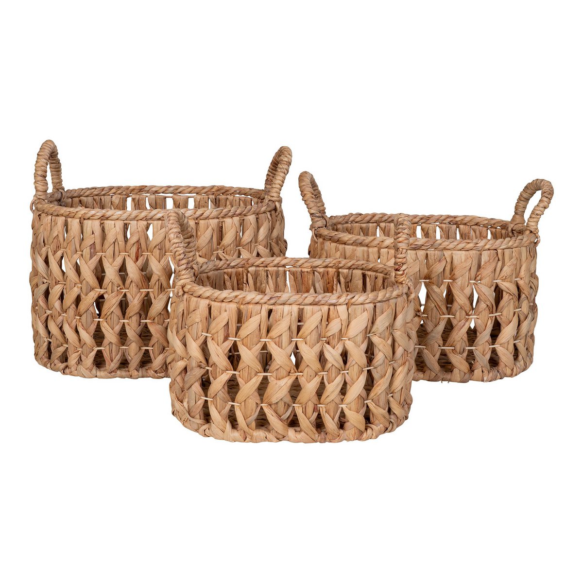 House Nordic ApS - Balerma Basket - Mand met handvatten, waterhyacint, naturel, set van 3 - Deco Delights