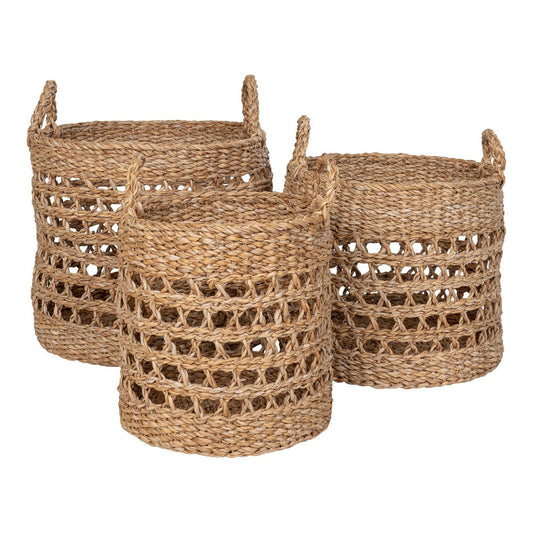 House Nordic ApS - Balok Basket - Mand, zeegras, naturel/zwart, set van 3 - Deco Delights
