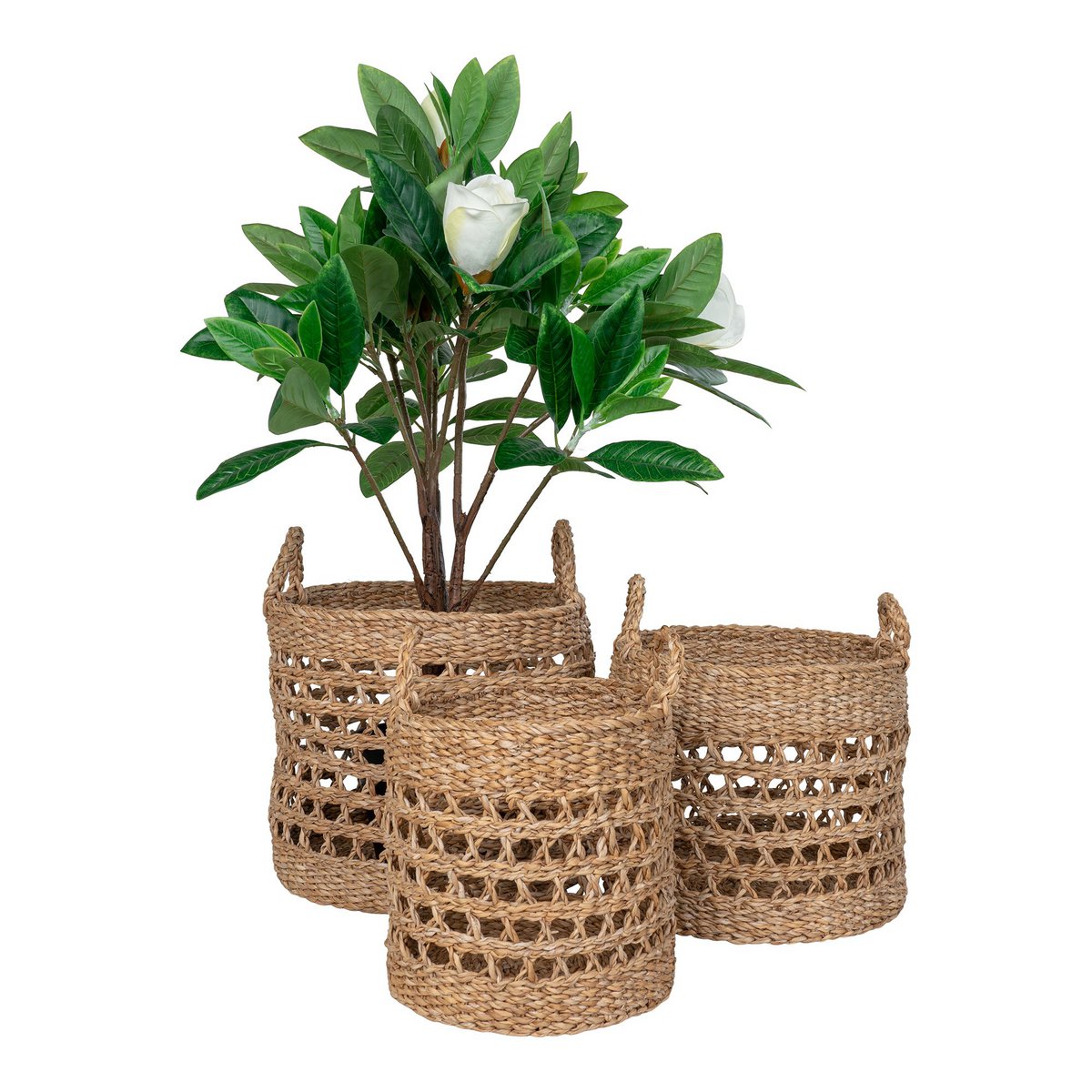 House Nordic ApS - Balok Basket - Mand, zeegras, naturel/zwart, set van 3 - Deco Delights
