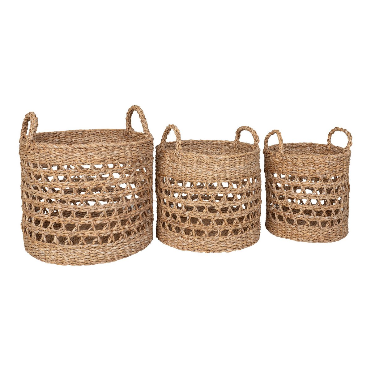 House Nordic ApS - Balok Basket - Mand, zeegras, naturel/zwart, set van 3 - Deco Delights