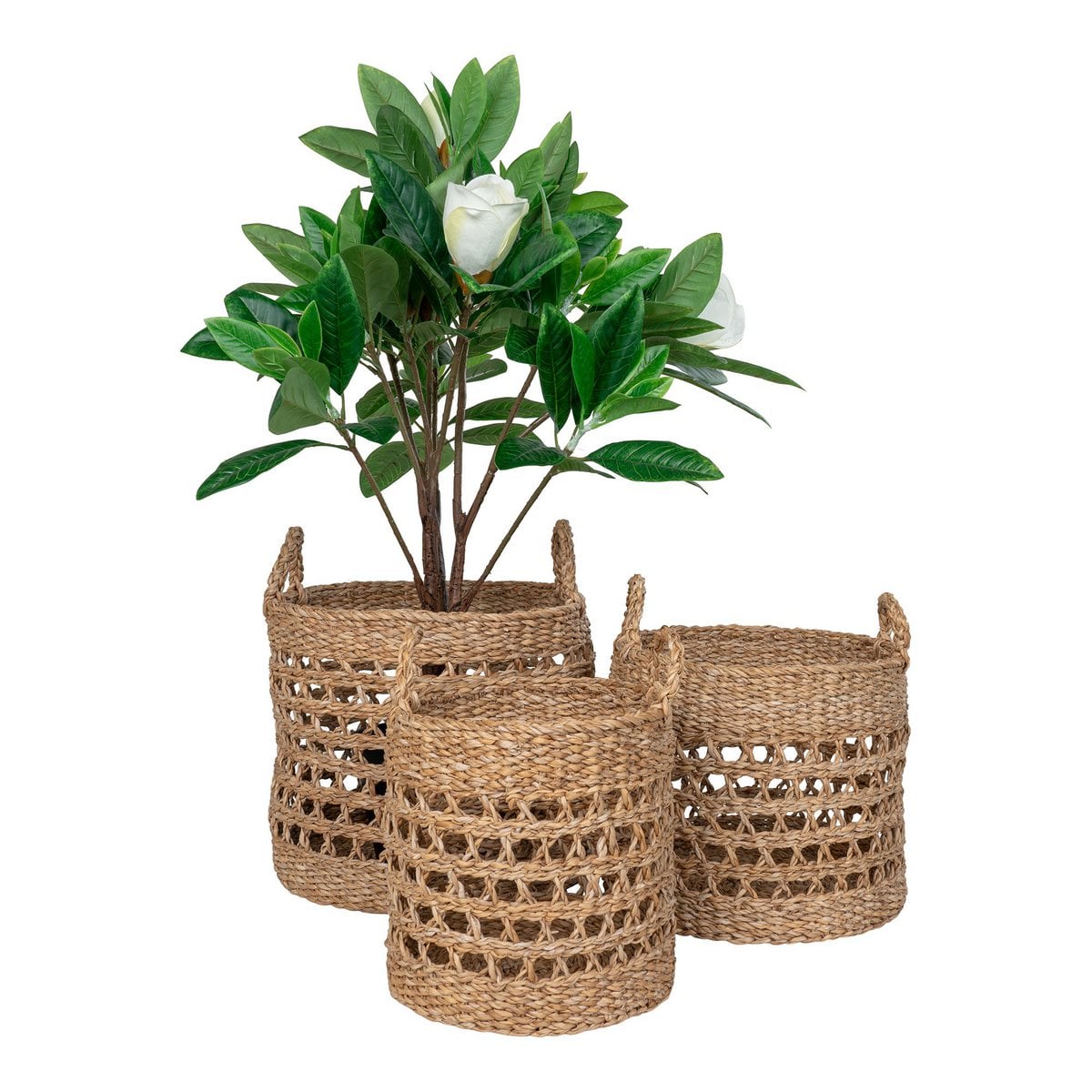 House Nordic ApS - Balok Basket - Mand, zeegras, naturel/zwart, set van 3 - Deco Delights