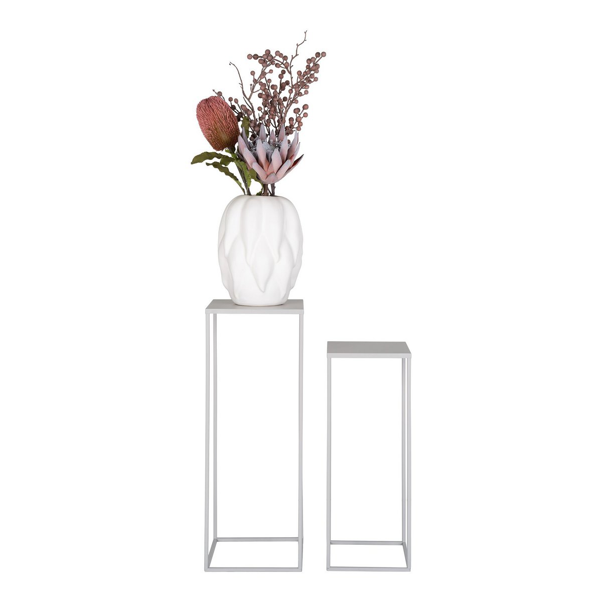 House Nordic ApS - Beja Bloemenstandaard - Bloemenstandaard, staal, koel grijs, set van 2 - Deco Delights