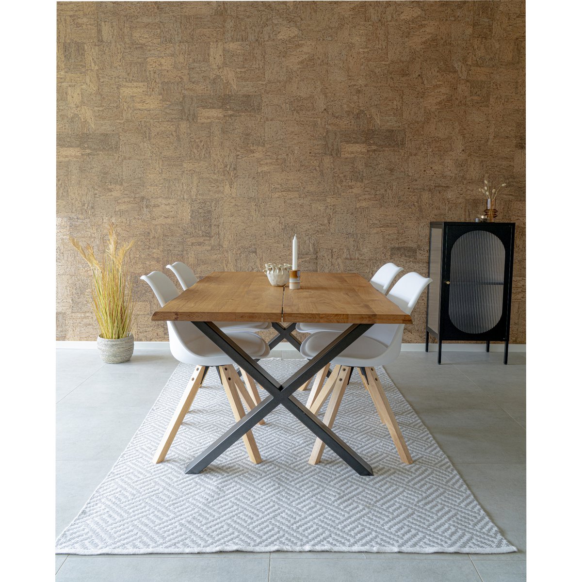 House Nordic ApS - Bergen Eetkamerstoel - PU-leer, gegoten plastic, rubberhout, wit - Set van 2 - Deco Delights