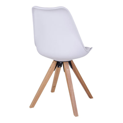 House Nordic ApS - Bergen Eetkamerstoel - PU-leer, gegoten plastic, rubberhout, wit - Set van 2 - Deco Delights