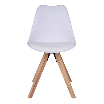 House Nordic ApS - Bergen Eetkamerstoel - PU-leer, gegoten plastic, rubberhout, wit - Set van 2 - Deco Delights