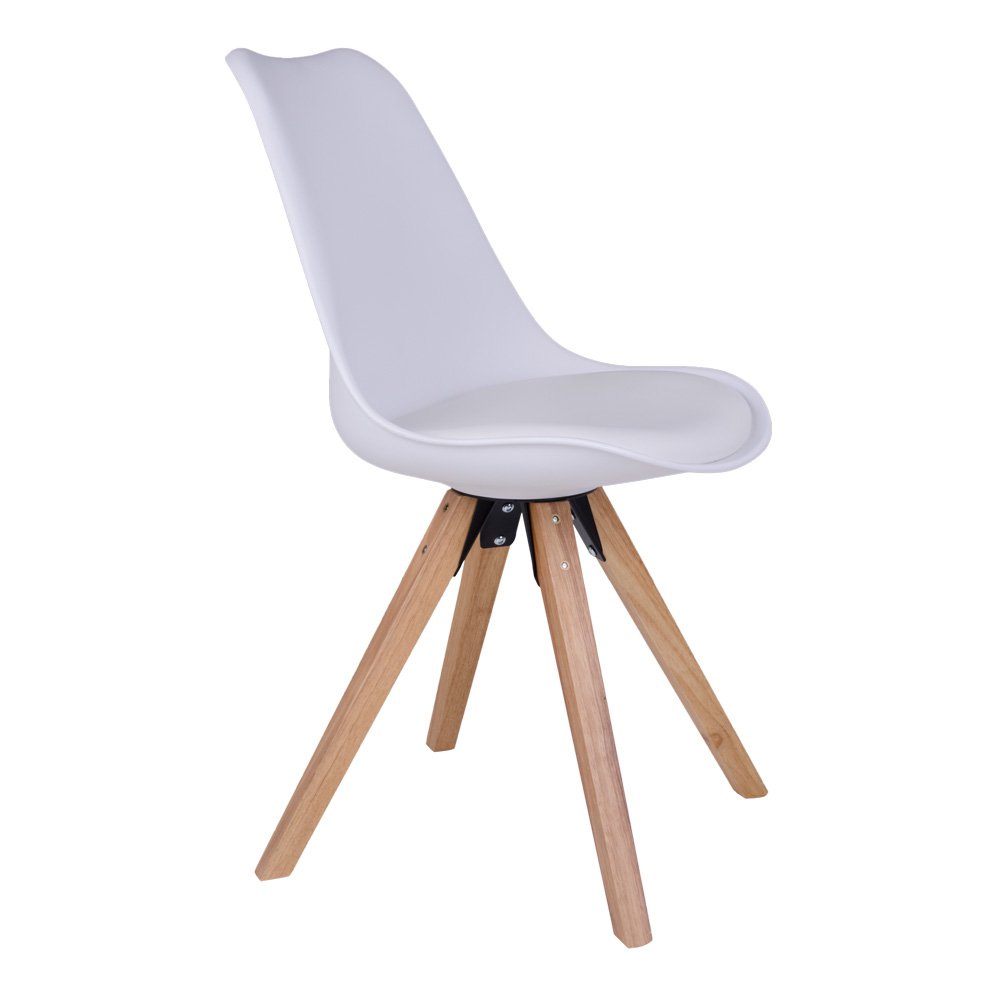 House Nordic ApS - Bergen Eetkamerstoel - PU-leer, gegoten plastic, rubberhout, wit - Set van 2 - Deco Delights